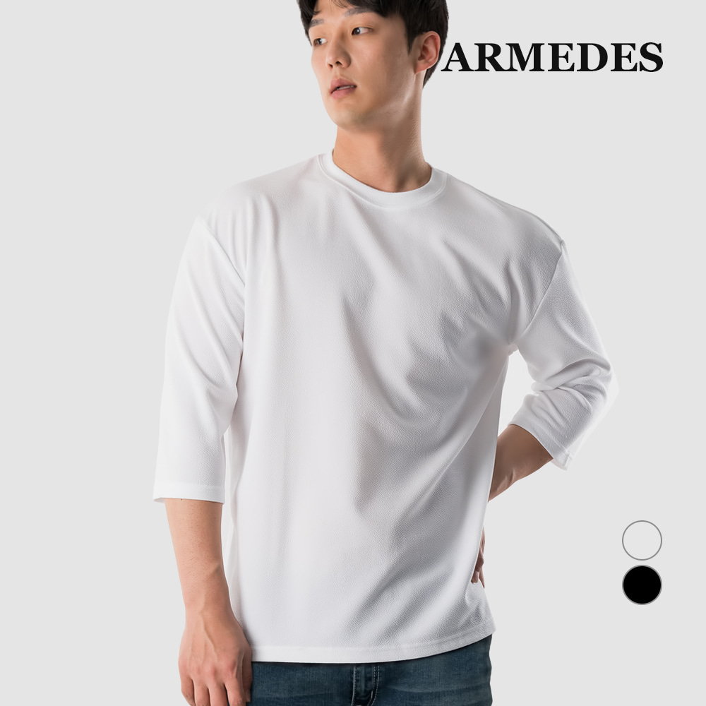 [AR-184] 아르메데스 남성용 베이직 링클프리 리버풀 7부 티셔츠