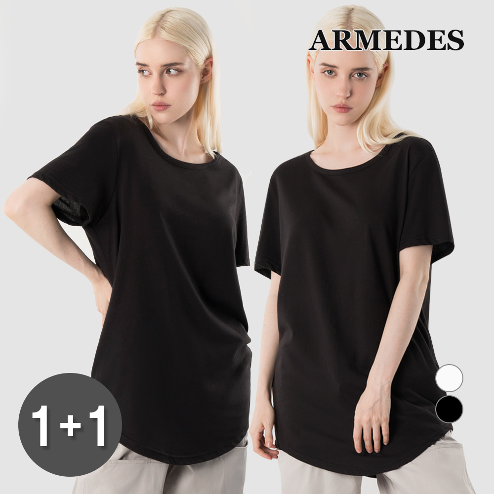 [1+1] 아르메데스 여성용 순면 100% 반팔 레이어링 티셔츠 AR-237