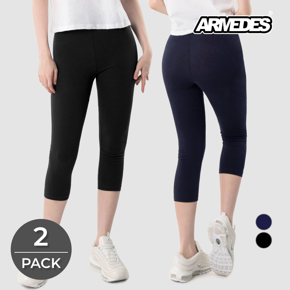 [2Pack] 아르메데스 여성용 면스판 카프리 레깅스 2팩 세트 AR-305