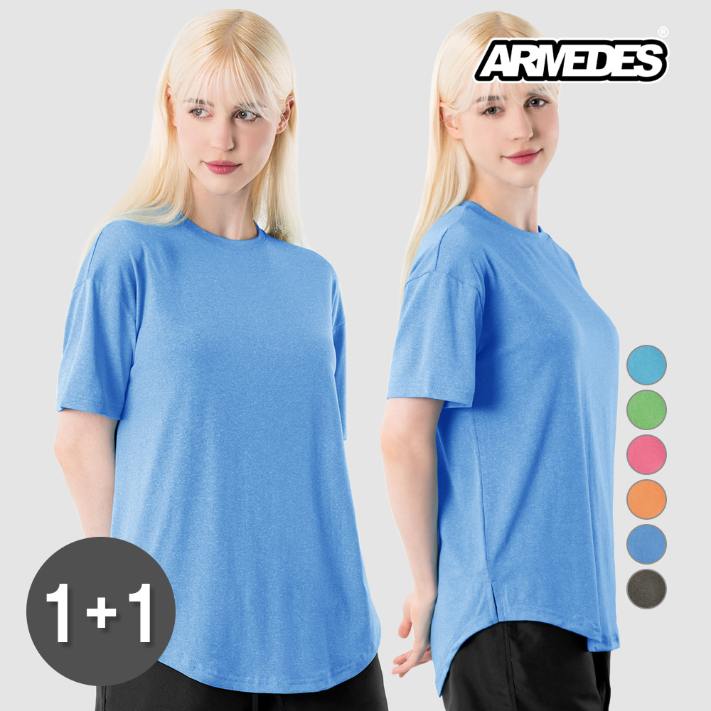 [1+1] 아르메데스 여성용 쿨링 리사이클 릴렉스 핏 반팔 티셔츠 AR-213