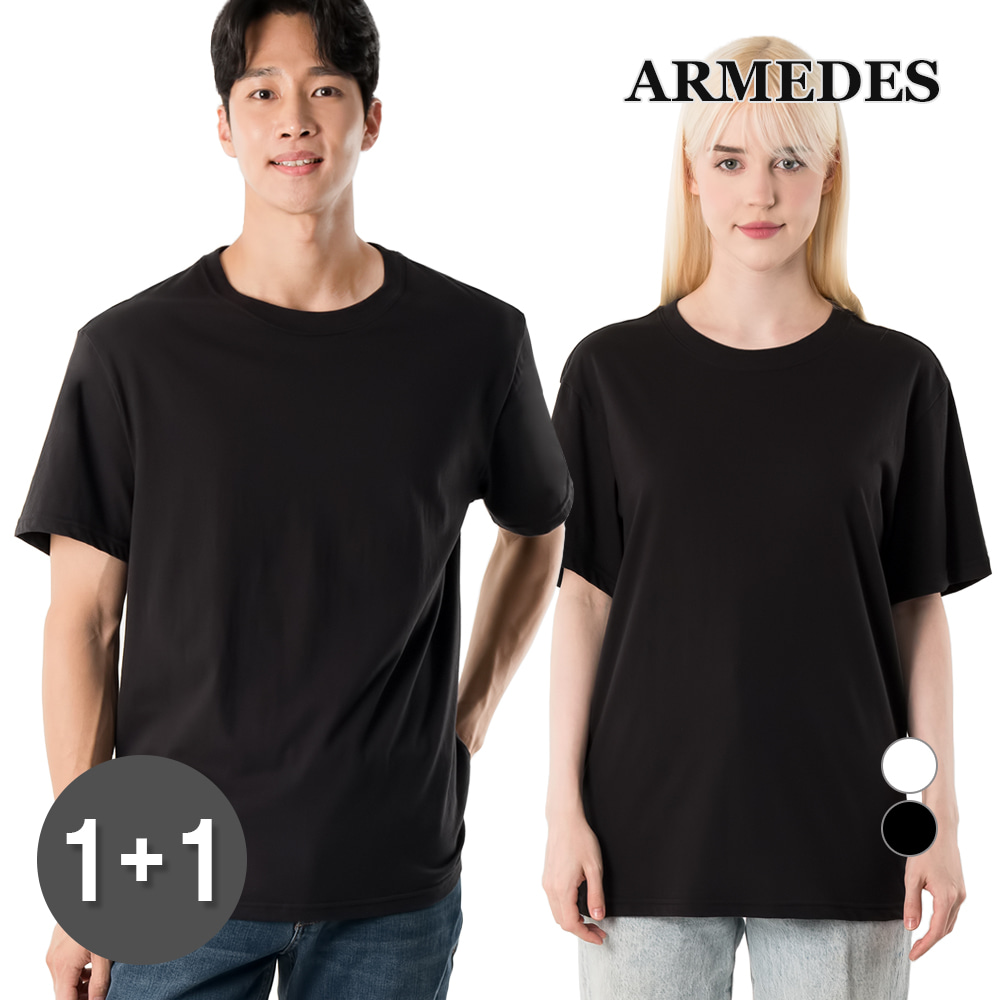 [1+1] 아르메데스 남녀공용 30수 라운드 반팔 티셔츠 AR-502