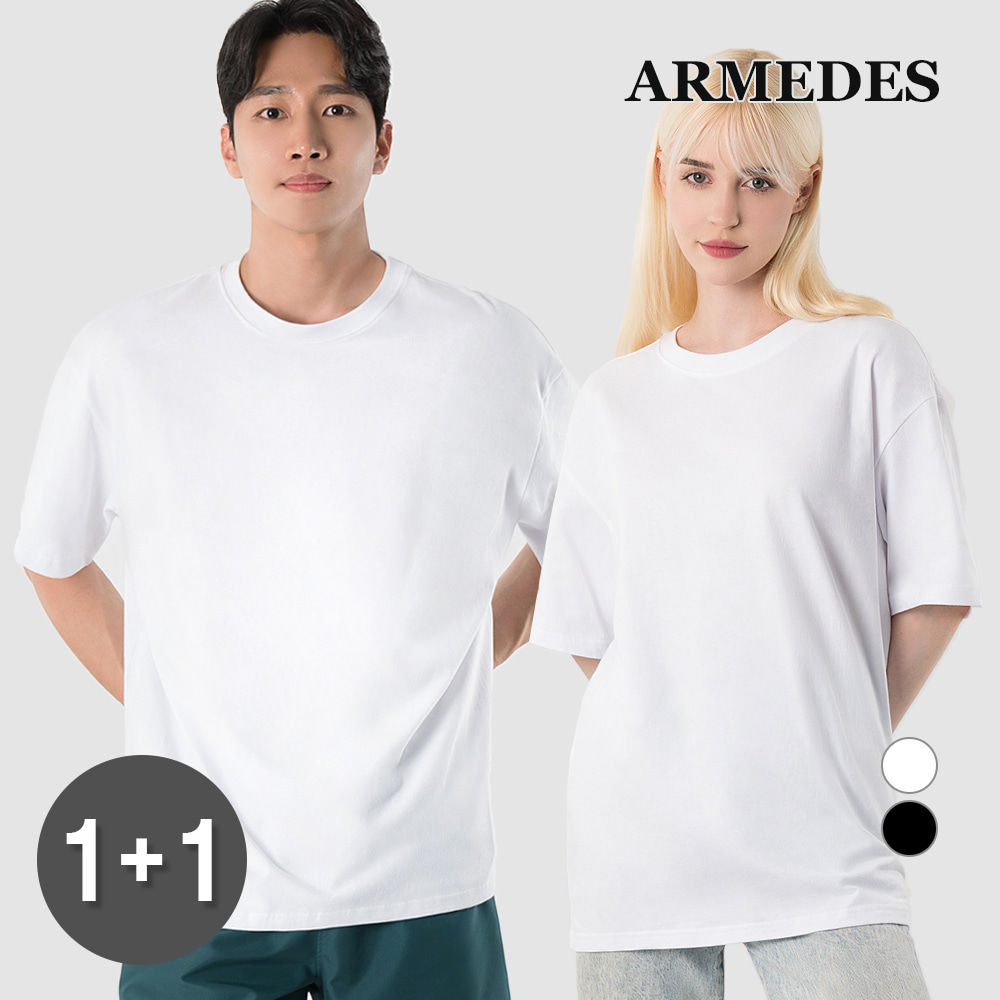 [1+1] 아르메데스 남녀공용 릴렉스핏 프리미엄 크루넥 티셔츠 AR-506