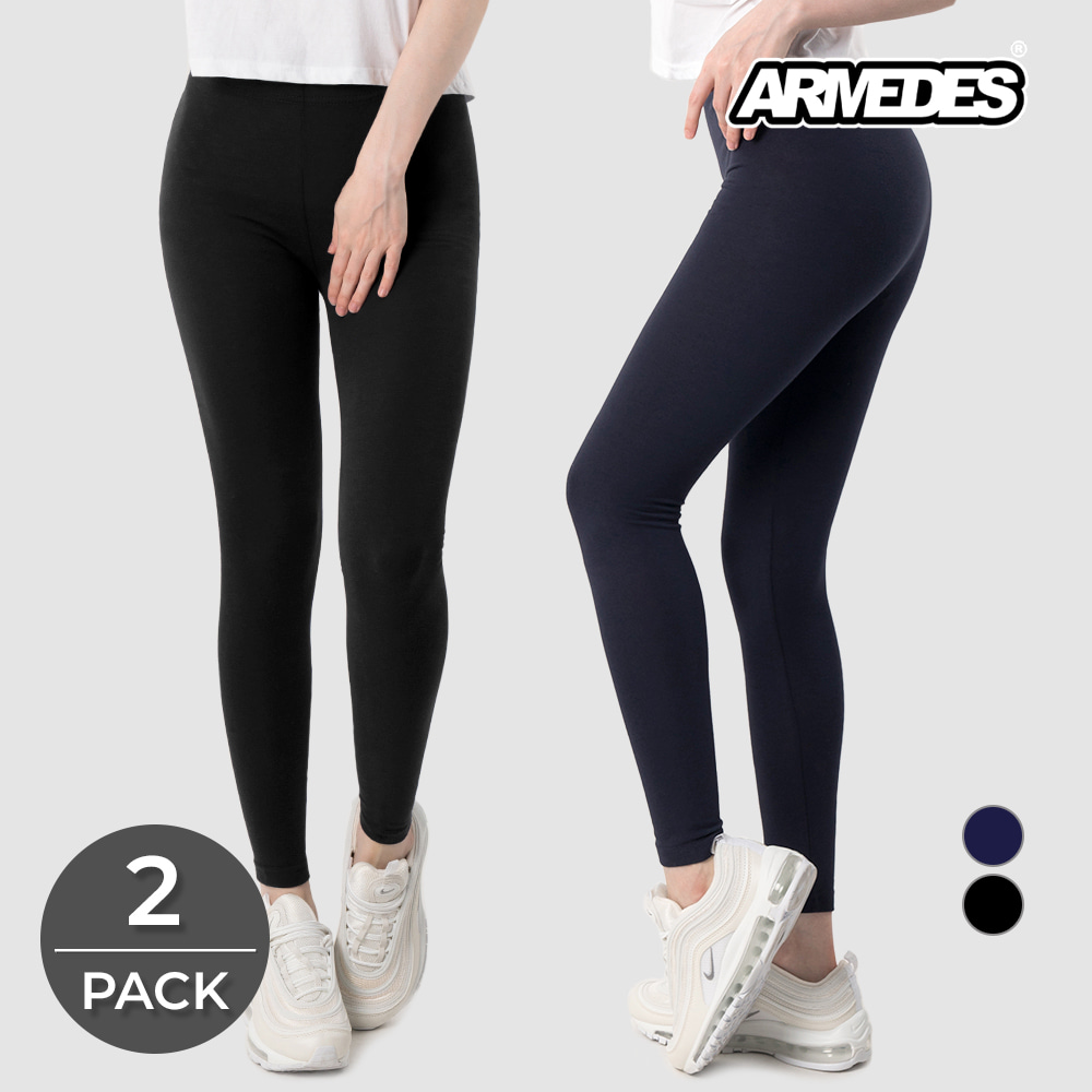 [2Pack] 아르메데스 여성용 면스판 베이직 레깅스 2팩 세트 AR-304